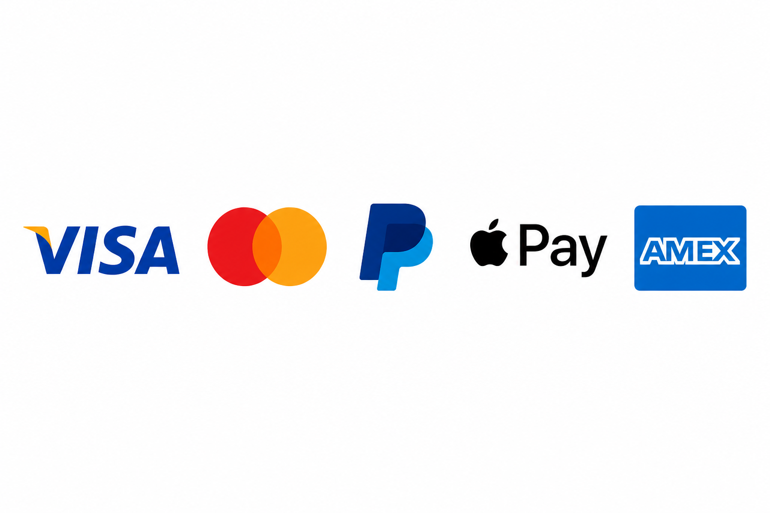 Visa, Mastercard, PayPal, Apple Pay, American Express